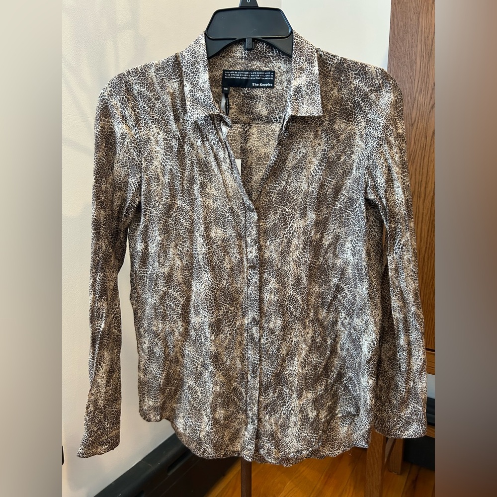 The kooples leopard print button down shirt size xs